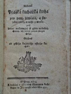 Wyborná Pražská kuchařská kniha (rok 1805)