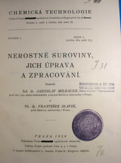 Nerostné suroviny, jich úprava a zpracování 1929