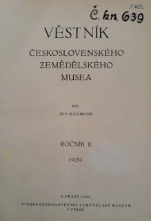 Věstník Československého zemědělského musea 1929 (II. ročník)