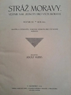 Stráž Moravy 1912 - věstník Národní Jednoty pro východní Moravu